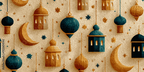Festive greeting card for Muslim holy month Ramadan Kareem. 2026