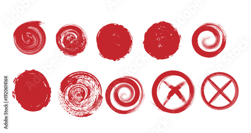 Collection of red wax seals with various designs