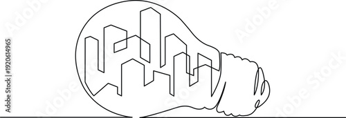 Abstract light bulb with intricate geometric patterns and shapes inside. Vector