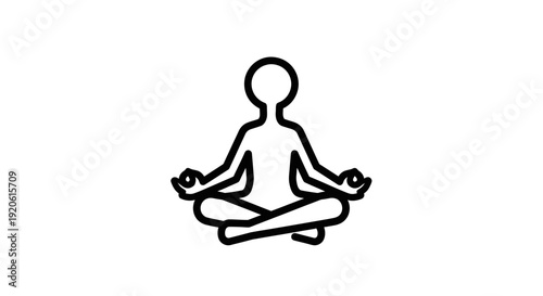 Simple line art illustration of a person meditating in lotus position.