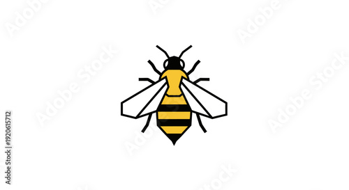 Simple black and yellow bee illustration on white background.