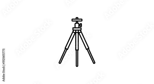 Simple black line illustration of a camera tripod on white background.