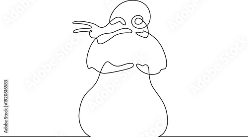 A whimsical illustration of a snail with a human-like face and arms waving Vector