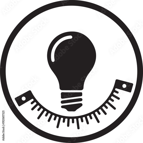 Innovative idea symbol with lightbulb and measurement scale