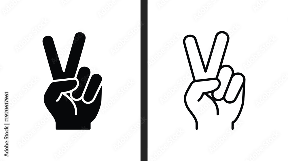 Fototapeta premium I Love You Hand Sign Language Icon Set Silhouette and Outline Vector Gesture Illustration Isolated on White Background