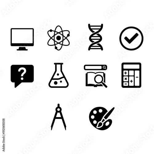 Online Education and STEM Learning Solid Vector Icon Set
Professional solid glyph icons for e-learning, science, technology, and digital classroom apps.