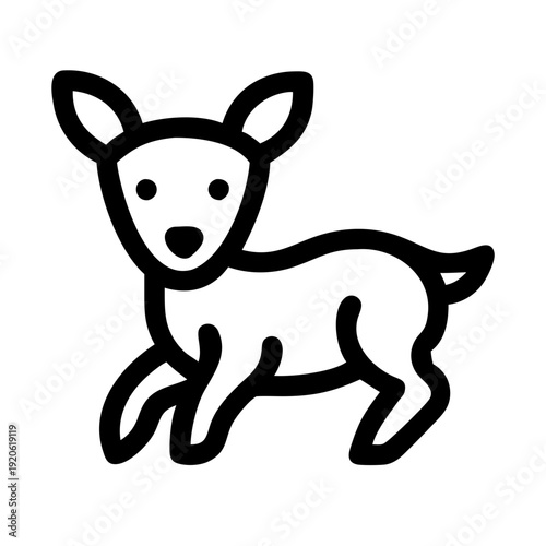 A stylized depiction of a young deer standing and facing towards the viewer