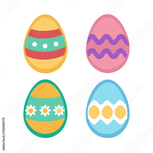 Colorful easter eggs displayed in a simple arrangement