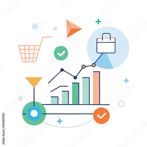 Minimalist Conversion Rate Optimization Icon with Flat Design Elements