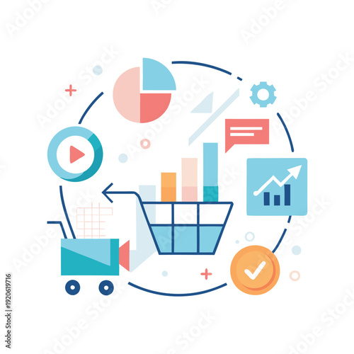 Minimalist Conversion Rate Optimization Icon with Flat Design Elements