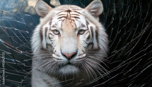 Captivating Portrait of a Majestic White Tiger in Natural Habitat.
