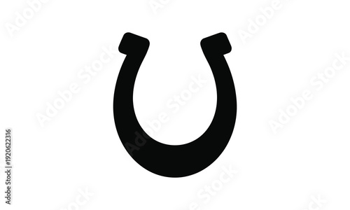 Simple black horseshoe isolated on white background lucky charm symbol