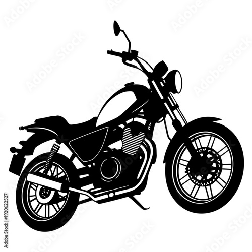 Isolated Black Motorcycle Silhouette – Classic Bike Outline on White Background