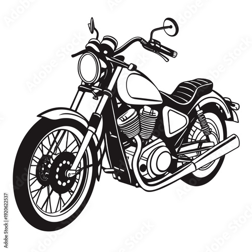 Isolated Black Motorcycle Silhouette – Classic Bike Outline on White Background