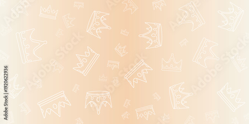 Seamless Pattern of Kingly Crowns on a Soft Peach Background - Royalty and Majesty