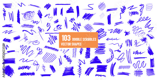 Diverse Scribbles Vector Shapes: A vibrant collection of 103 diverse, double scribble vector shapes in striking shades, offering limitless design options.