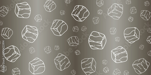 Abstract geometric pattern of rough cubic shapes on a textured gradient background