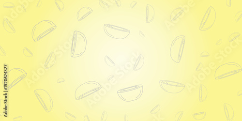 Abstract Citrus Halves Seamless Pattern on a Soft Yellow Gradient Background