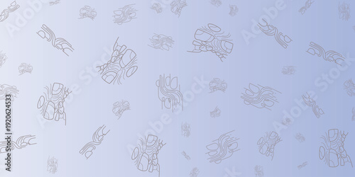 Abstract pattern of biological cell-like structures on a light blue gradient background