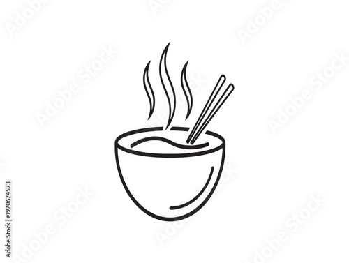 A steaming bowl of noodles with chopsticks