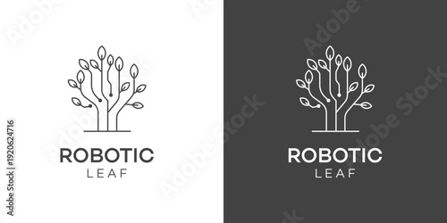 Robotic Tree Circuit Board Logo  Technology Nature Design