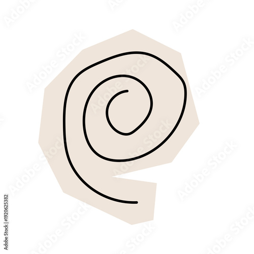 Paper Cut Out Spiral Sketch Icon. Abstract Swirl Stroke Application Form. Old Monochrome Graphic Pint Texture. Abstract Cut Out Imperfect Irregular Shape Decoration Symbol Element. Vintage Style.	