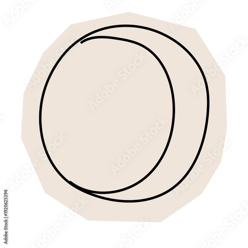 Paper Cut Out Moon Sketch Icon. Abstract Night Star Stroke Application Form. Old Monochrome Graphic Pint Texture. Abstract Cut Out Imperfect Irregular Shape Decoration Symbol Element. Vintage Style.	