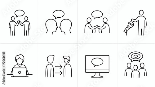 Illustrations depicting various collaborative and professional interaction scenarios isolated on white background, Vector, illustration