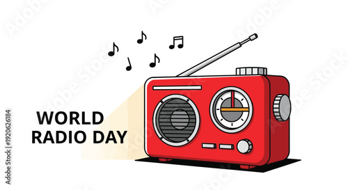 Red vintage radio illustration