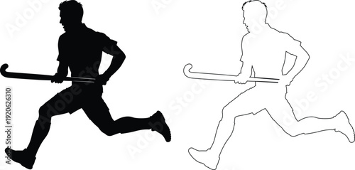Athletic comparison between a fully detailed runner and an outlined figure in motion
