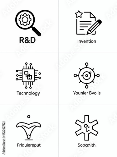 Key areas of focus for innovation and development in modern enterprises isolated on white background, Vector, illustration