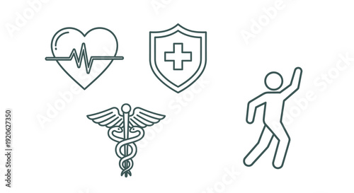 Health and wellness icons representing medical healthcare and human wellbeing
