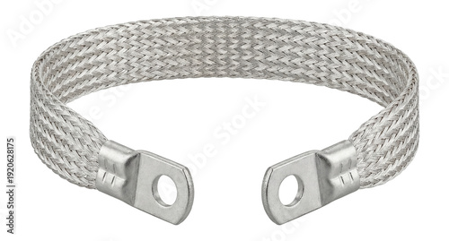 Braided grounding strap with a silver plating.