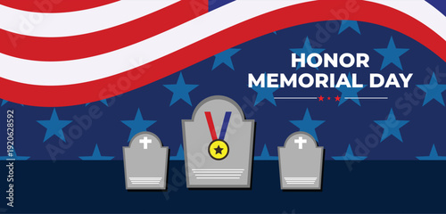 Memorial Day patriotic image background -  - vector illustration - America Honoring All Who Served