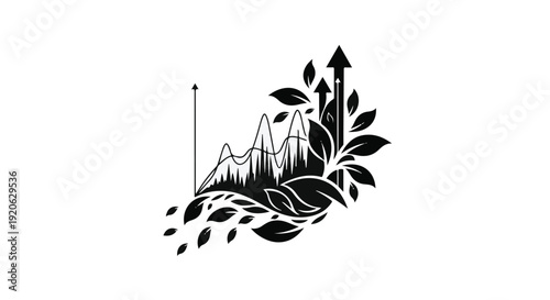 business growth finance graph with leafy plant