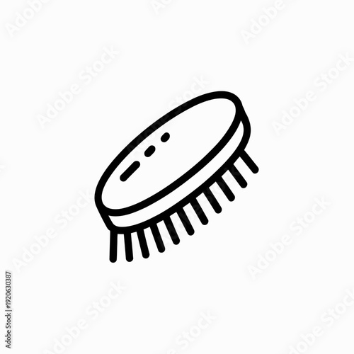 Simple line drawing of a hairbrush with bristles isolated on white background, Vector, illustration