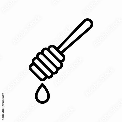 A honey dipper with a single drop of honey dripping from its tip isolated on white background, Vector, illustration