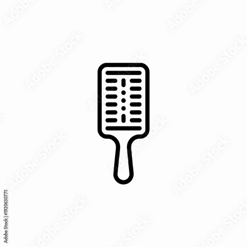 A black and white illustration of a hairbrush with bristles arranged in a grid pattern isolated on white background, Vector, illustration