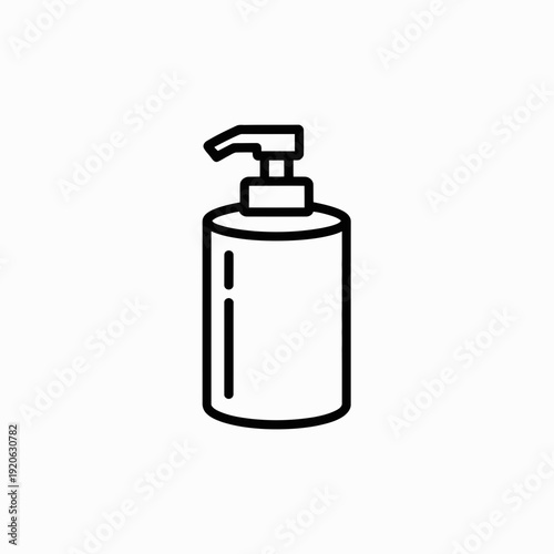 Hand soap dispenser with pump mechanism in minimalist black and white design isolated on white background, Vector, illustration