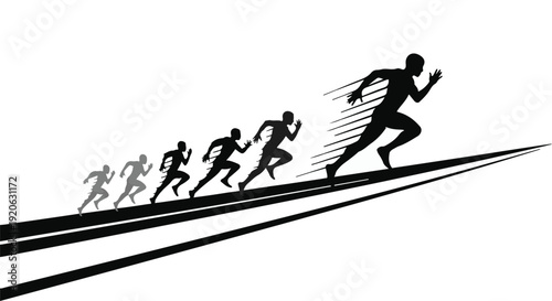 Business competition concept with runner ahead of others