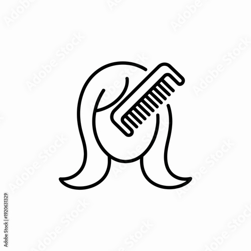 Creative icon of a person using a hairbrush to style their hair isolated on white background, Vector, illustration