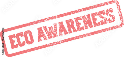 Eco Awareness Grunge Red Rubber Stamp Symbol for Environmental Education and Conservation Campaigns
