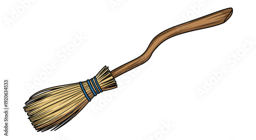 Cartoon broom illustration isolated on white background for design