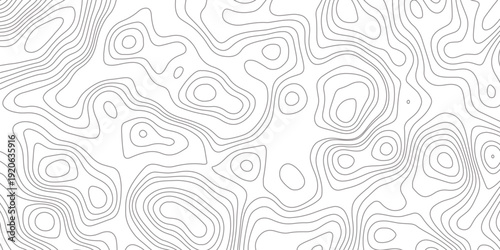 Abstract design with seamless pattern with lines topographic map. geographic mountain relief. the white on black contours topography stylized height of the lines. geographic contour map paper texture.