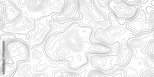 Abstract design with seamless pattern with lines topographic map. geographic mountain relief. the white on black contours topography stylized height of the lines. geographic contour map paper texture.