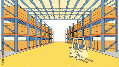 3D render of warehouse robot lifting boxes, representing automated logistics and intelligent storage system operations.