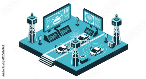 Isometric Illustration of Modern Technology and Communication.