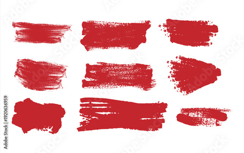 Red paint brush strokes on white background