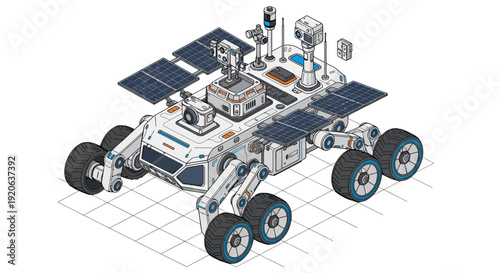 Mars Rover Robot Exploration Vehicle Illustration.