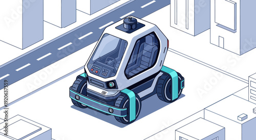 Futuristic Autonomous Delivery Robot Vehicle.